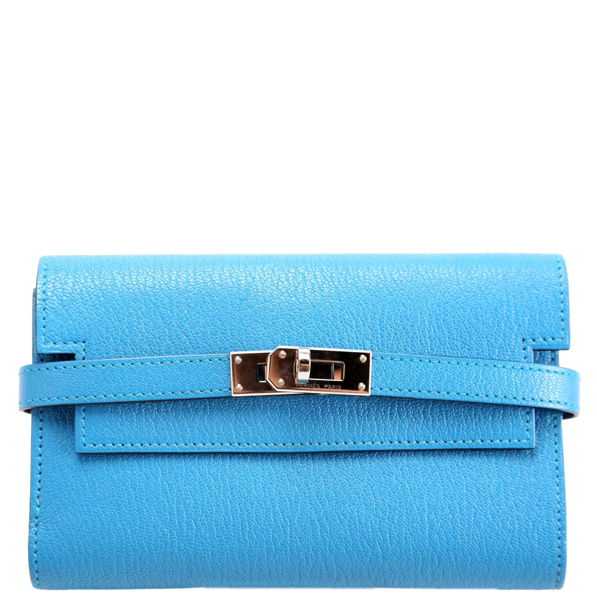 Kelly Medium Wallet Chevre Leather Blue
