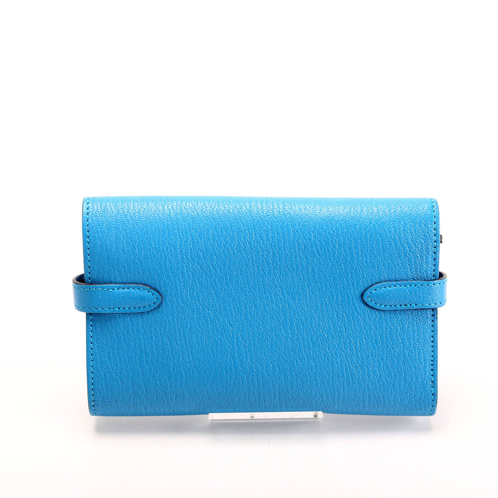 Kelly Medium Wallet Chevre Leather Blue