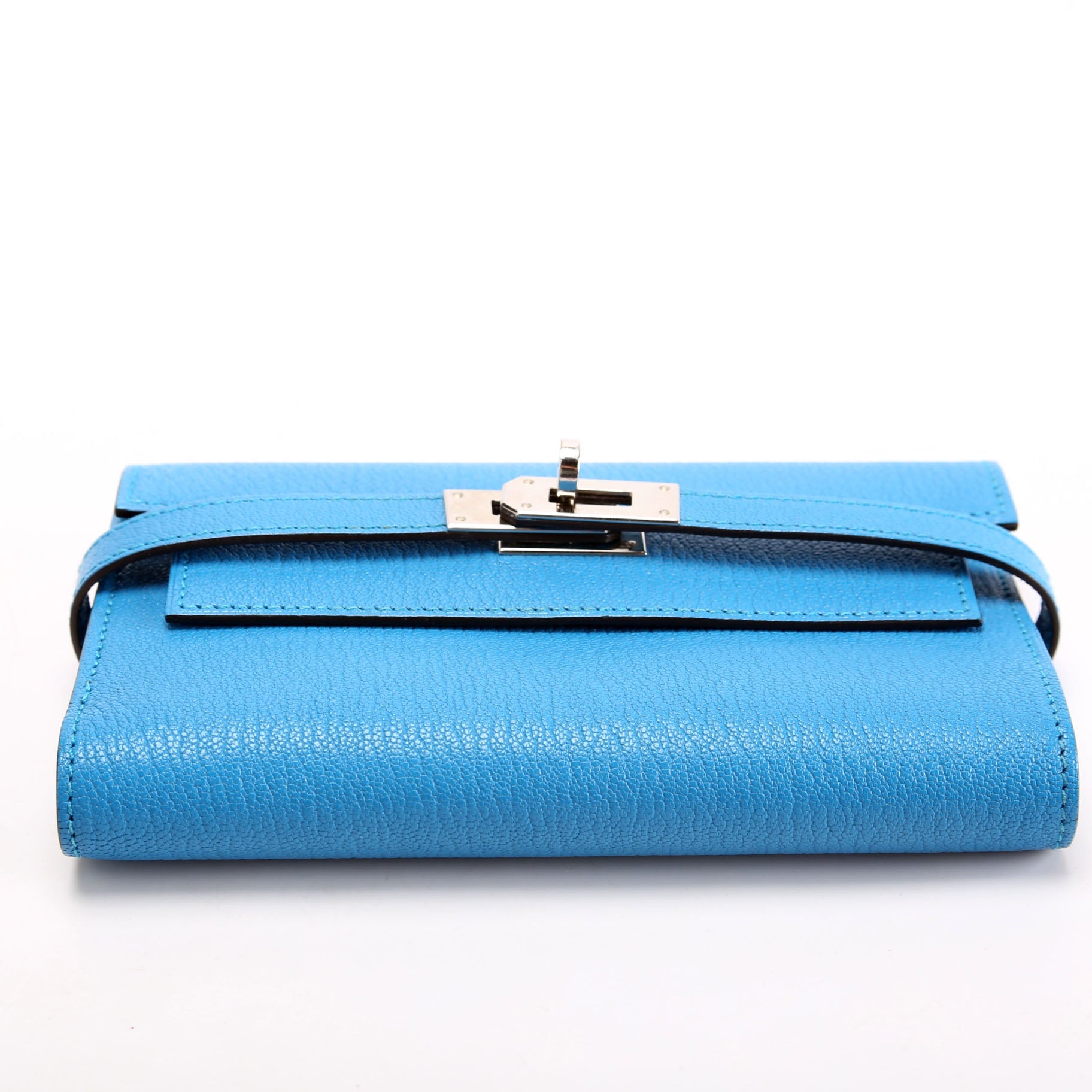 Kelly Medium Wallet Chevre Leather Blue
