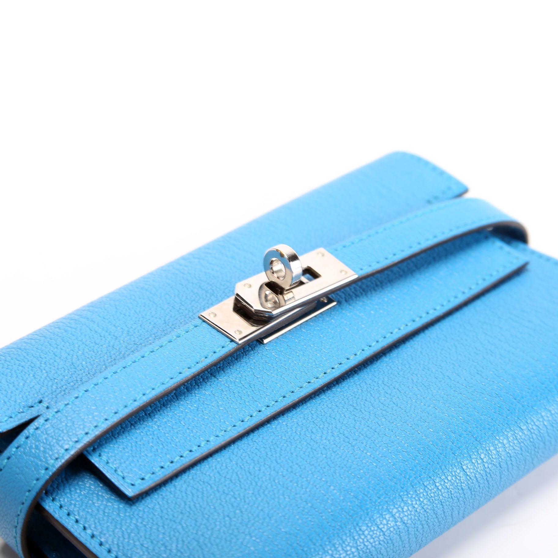 Kelly Medium Wallet Chevre Leather Blue