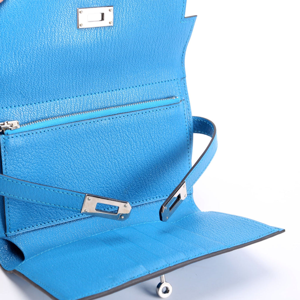 Kelly Medium Wallet Chevre Leather Blue