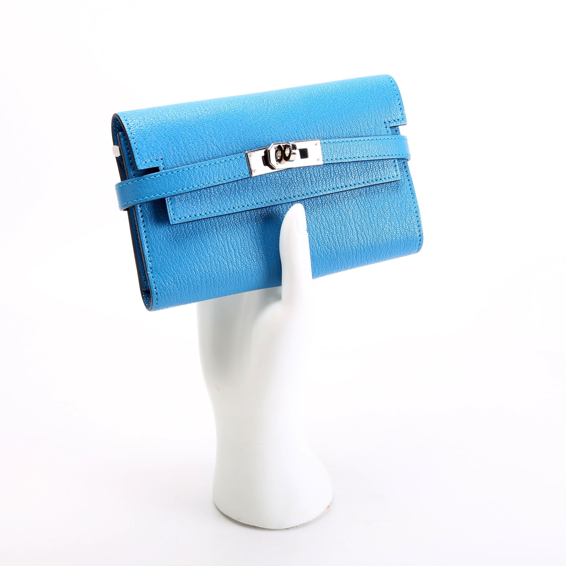 Kelly Medium Wallet Chevre Leather Blue