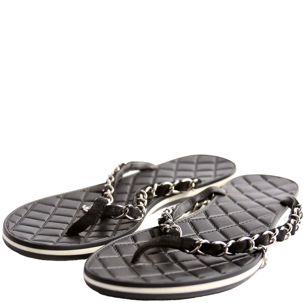 Chain Thong Sandals Size 39.5 Black