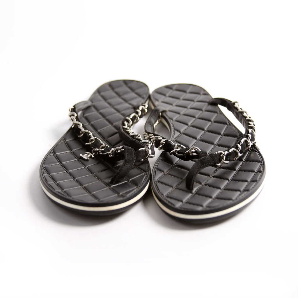 Chain Thong Sandals Size 39.5 Black