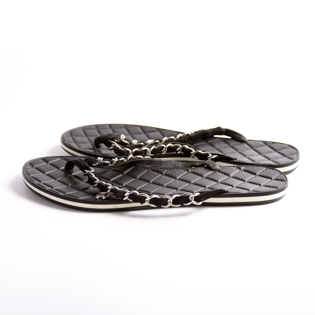 Chain Thong Sandals Size 39.5 Black