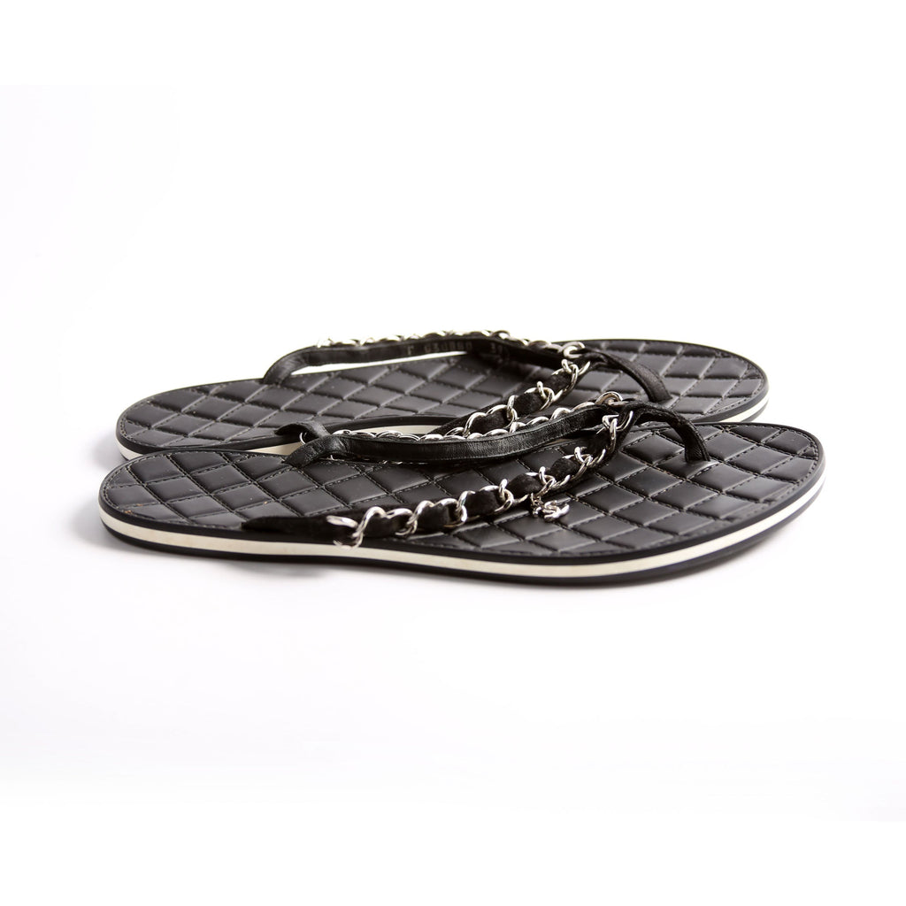 Chain Thong Sandals Size 39.5 Black