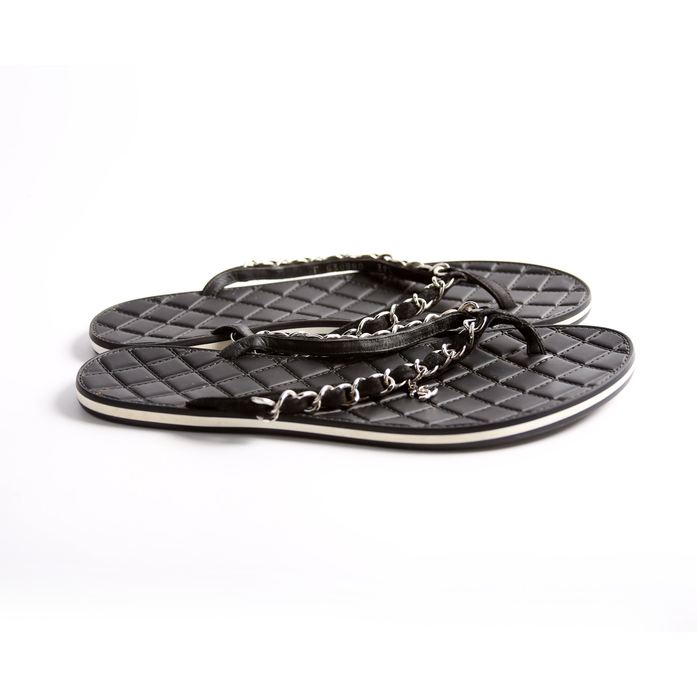 Chain Thong Sandals Size 39.5 Black