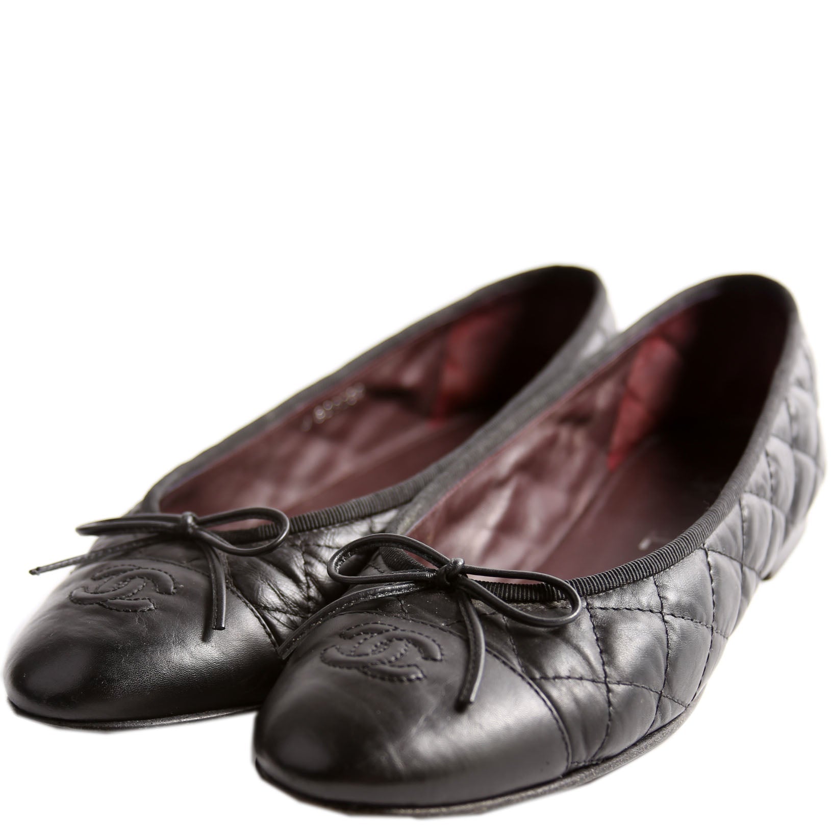Quilted CC Cap Toe Ballet Flats Size 39 Black