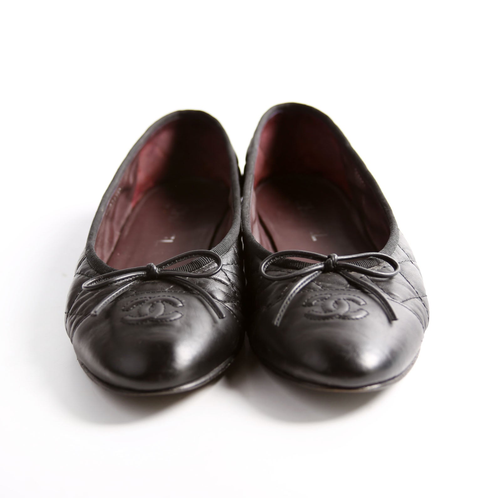 Quilted CC Cap Toe Ballet Flats Size 39 Black