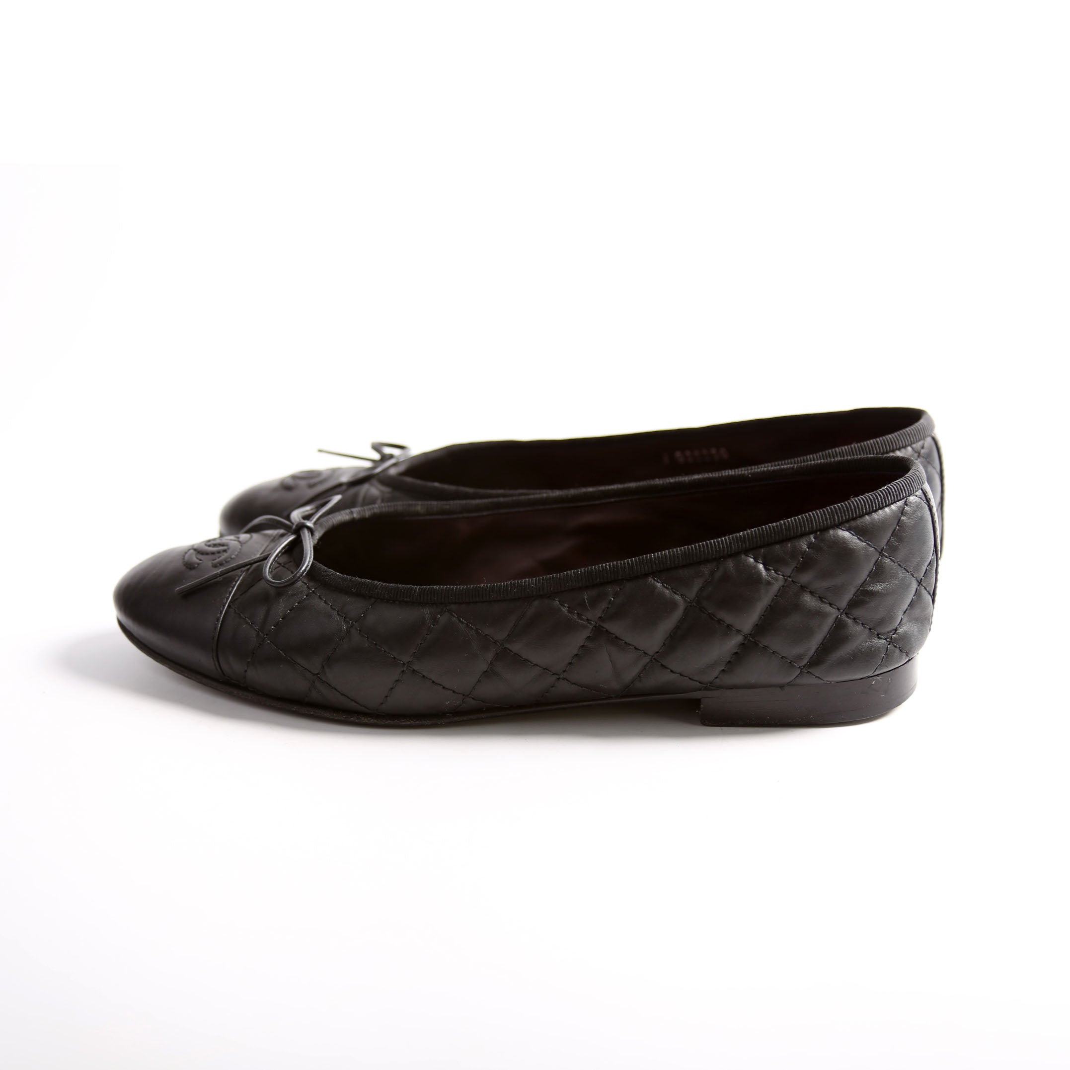 Quilted CC Cap Toe Ballet Flats Size 39 Black