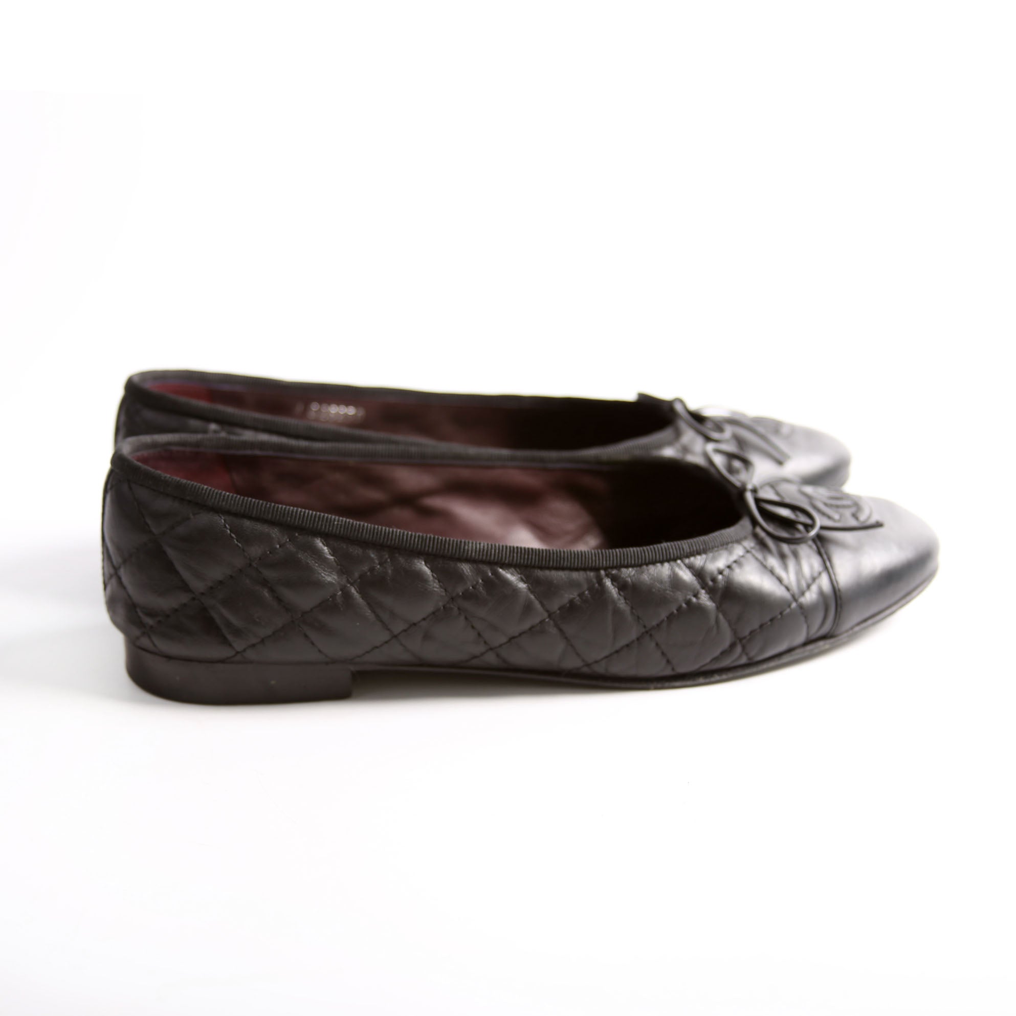 Quilted CC Cap Toe Ballet Flats Size 39 Black