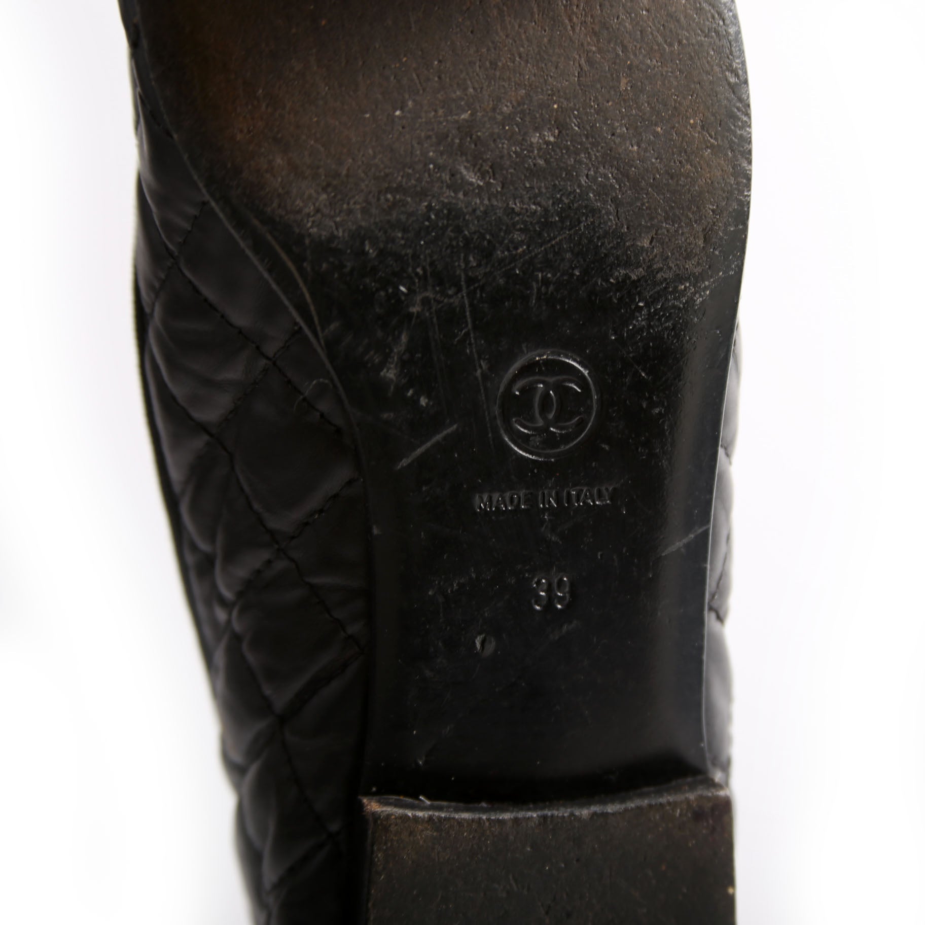 Quilted CC Cap Toe Ballet Flats Size 39 Black