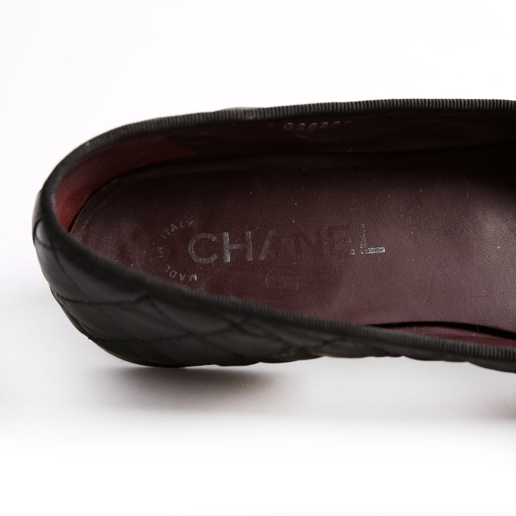 Quilted CC Cap Toe Ballet Flats Size 39 Black