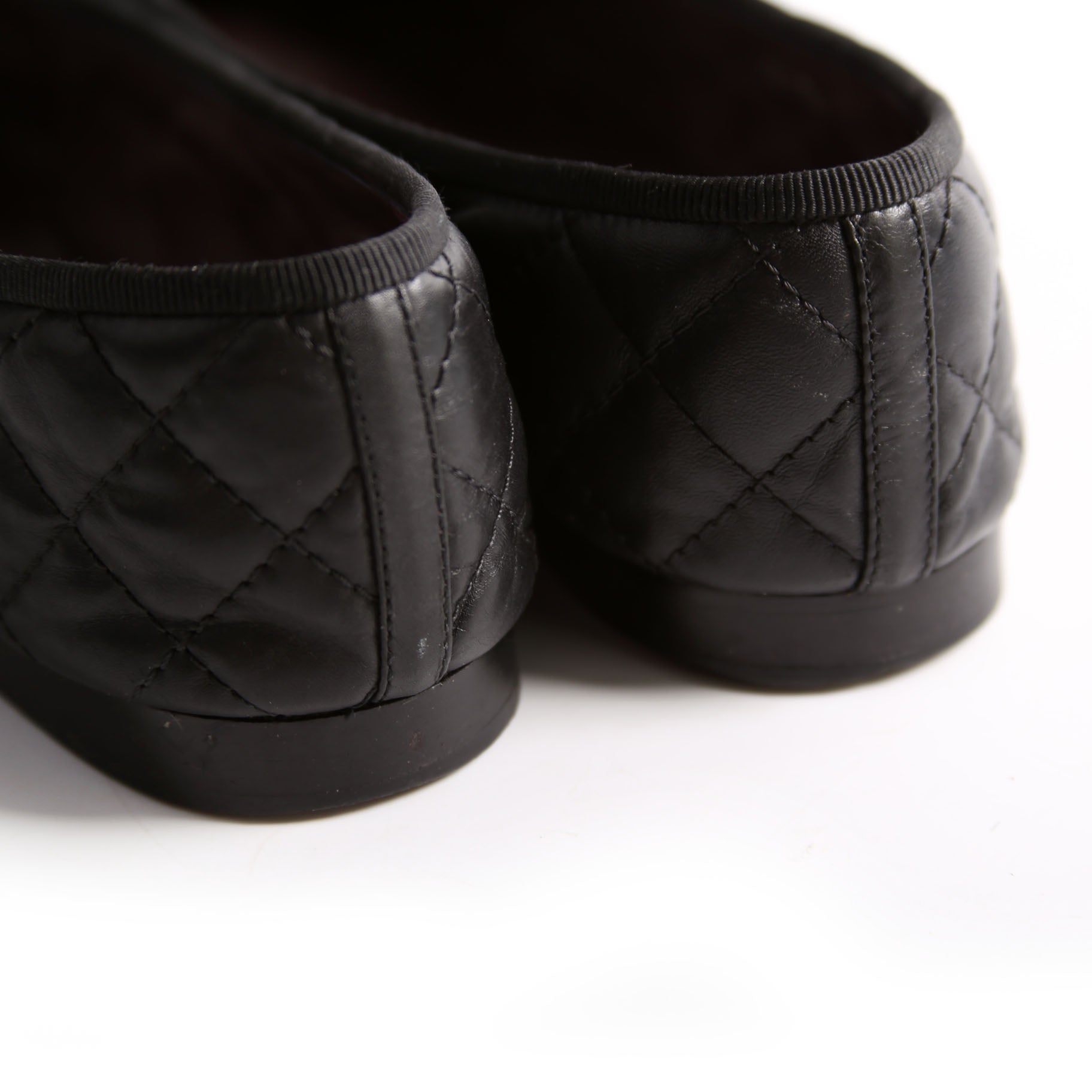 Quilted CC Cap Toe Ballet Flats Size 39 Black