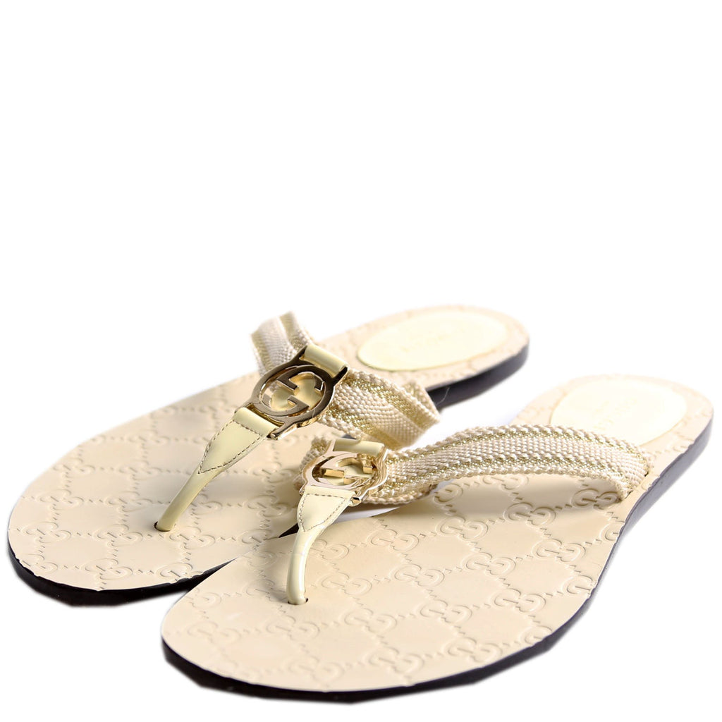 Interlocking GG Web T-Strap Sandal Size 38