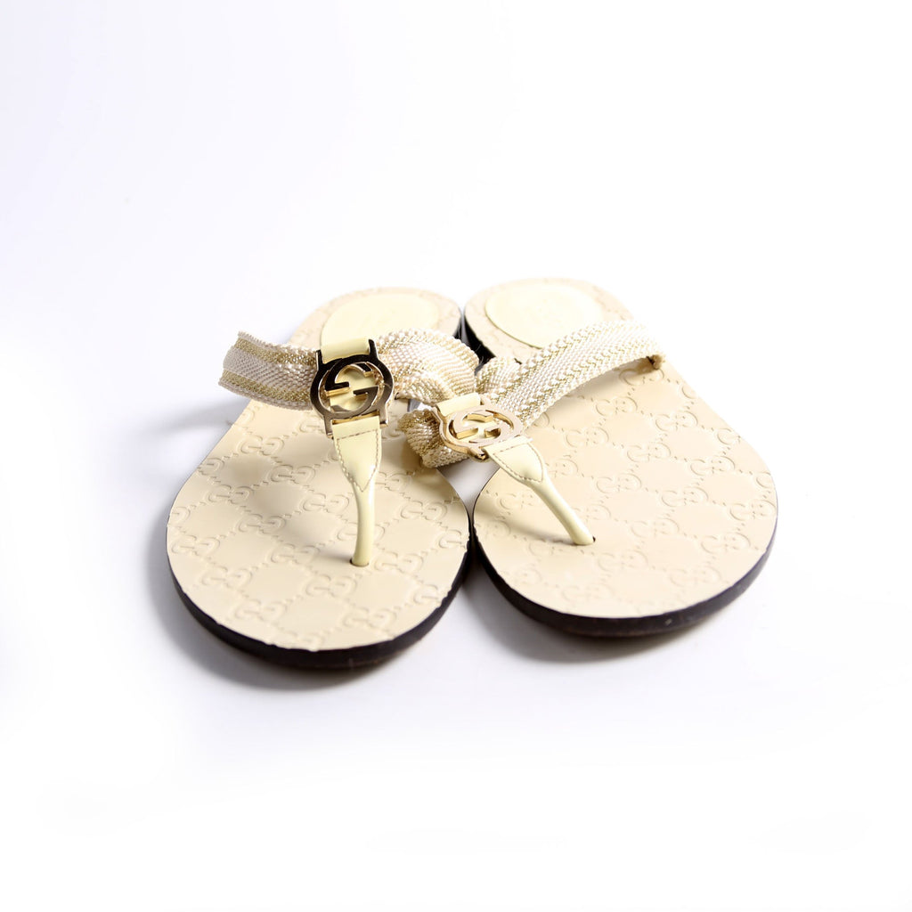 Interlocking GG Web T-Strap Sandal Size 38