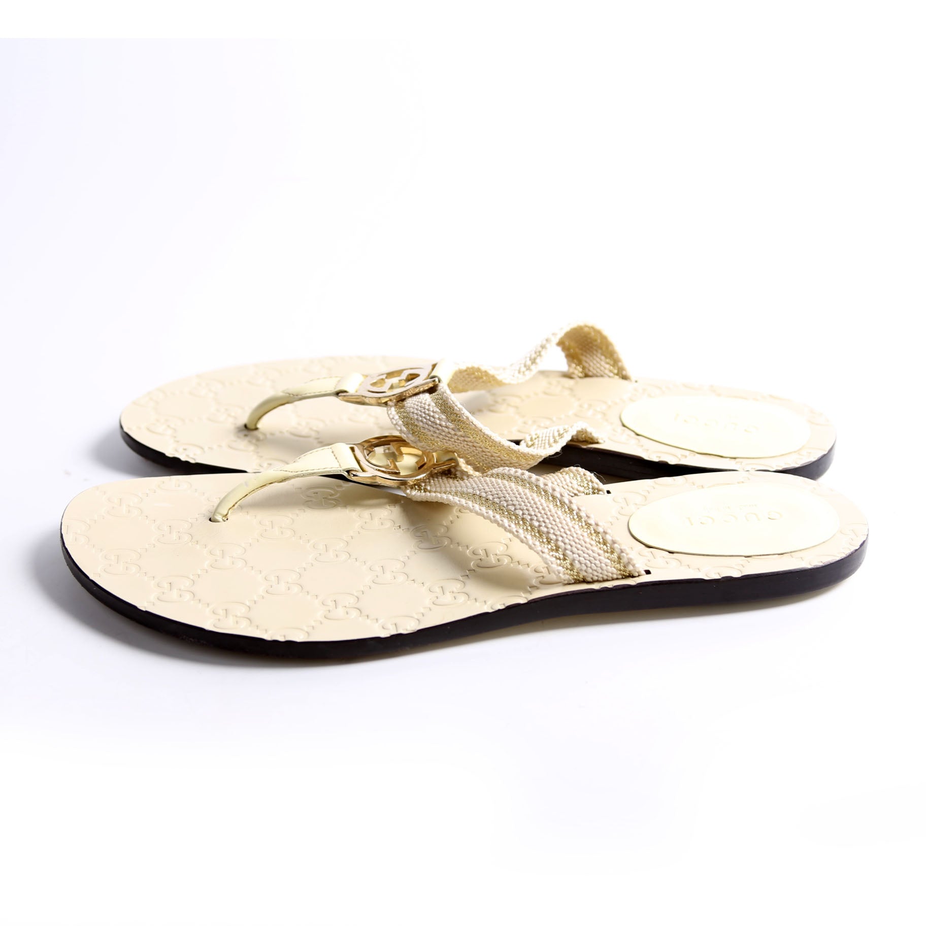 Interlocking GG Web T-Strap Sandal Size 38