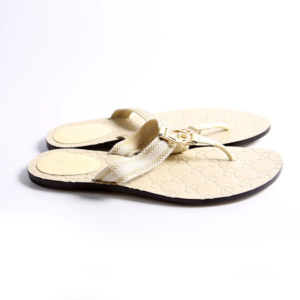 Interlocking GG Web T-Strap Sandal Size 38