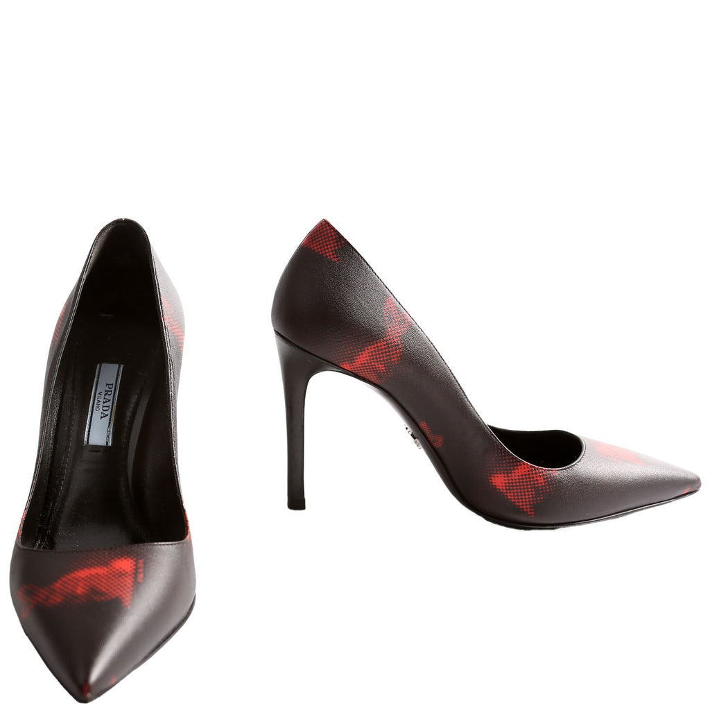Prada Printed Leather Point Toe Pumps Size 36