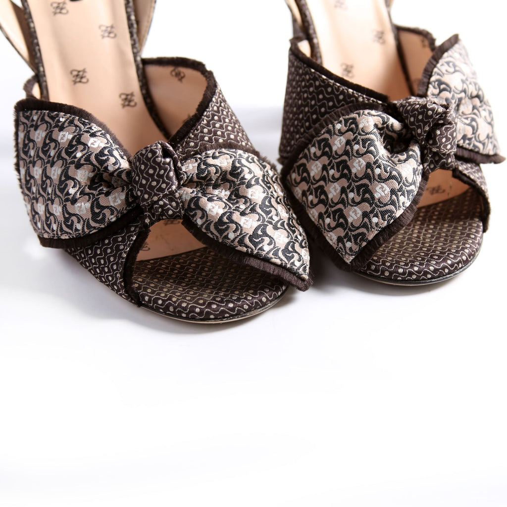 Freedom Fabric Jacquard Slingback Pumps Size 40