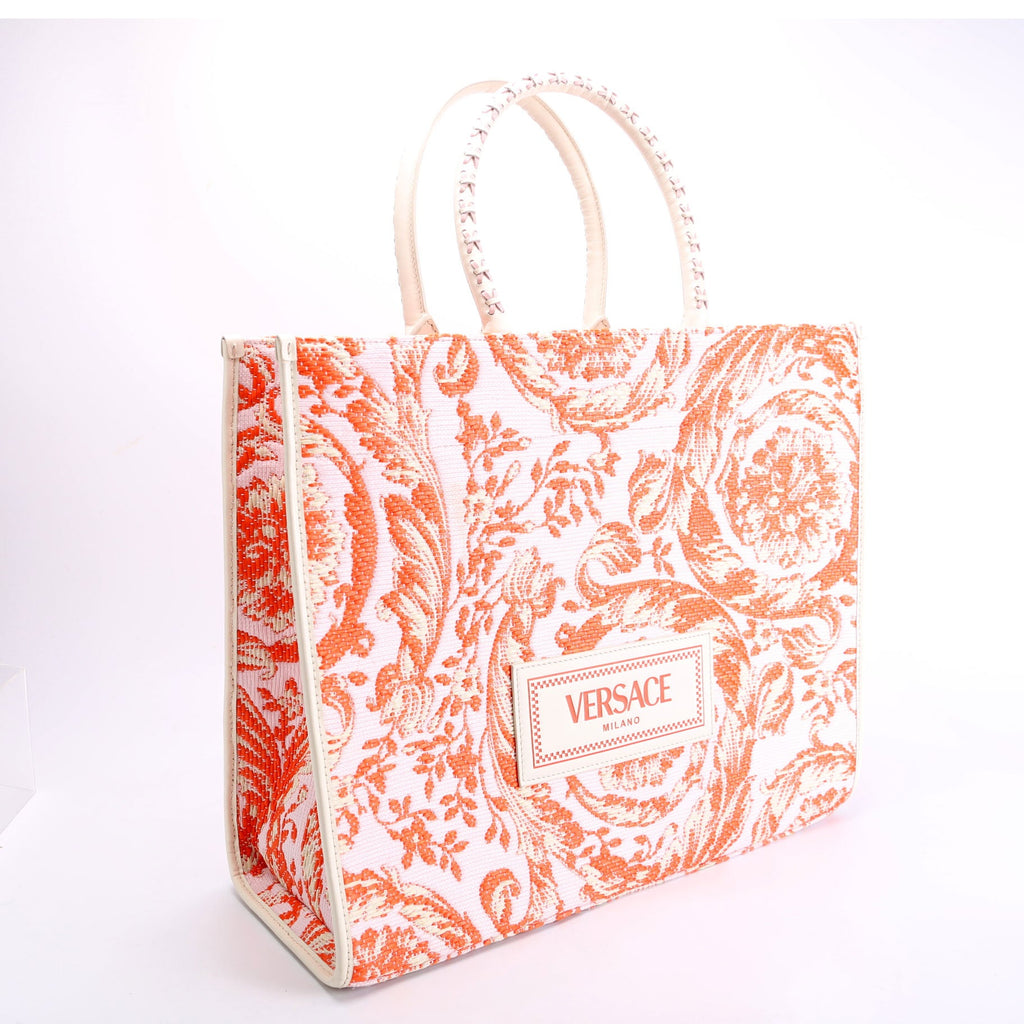 Athena Tote Large Raffia Orange/Pink