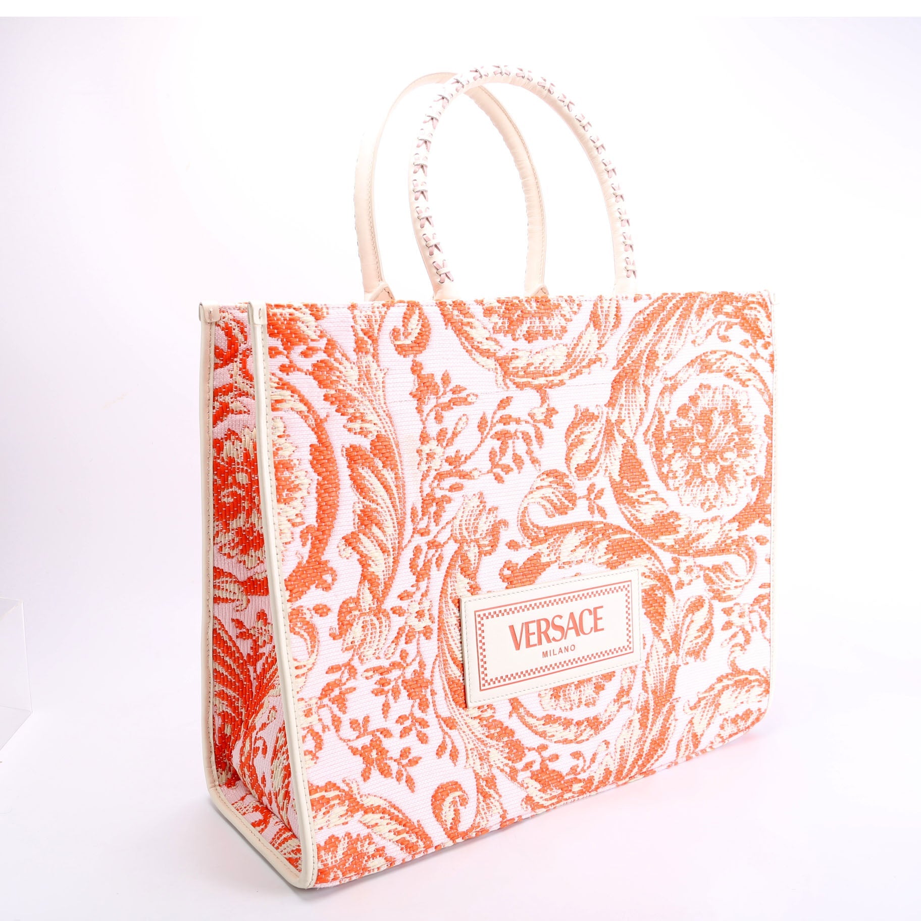 Athena Tote Large Raffia Orange/Pink
