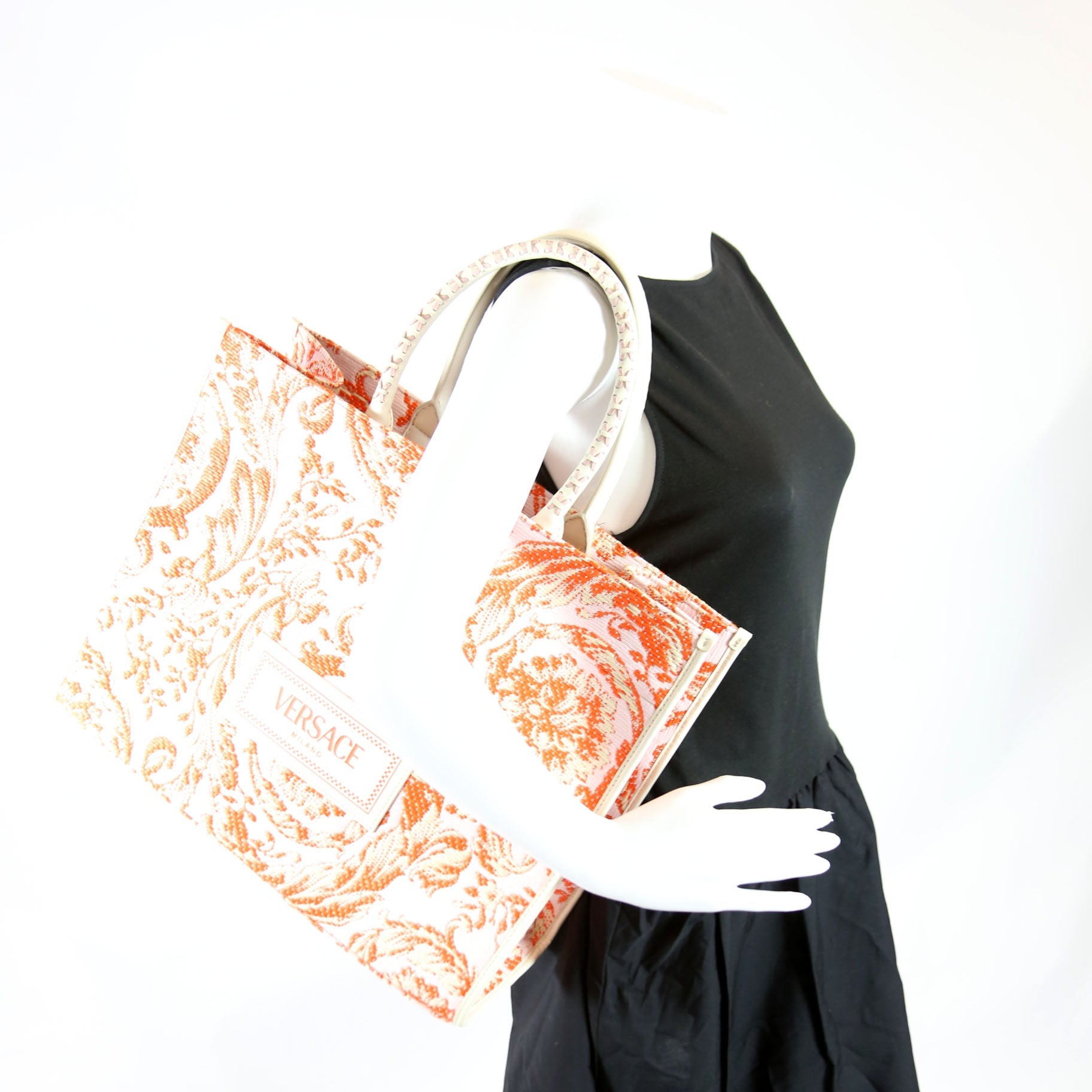Athena Tote Large Raffia Orange/Pink
