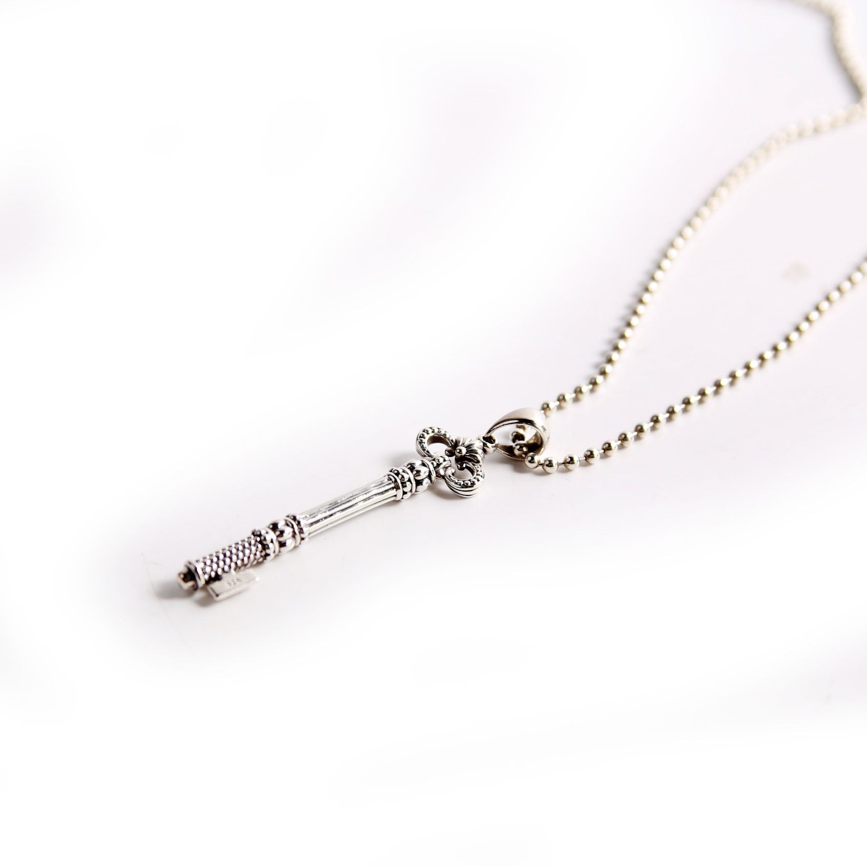 Skeleton Key Pendant Necklace 925