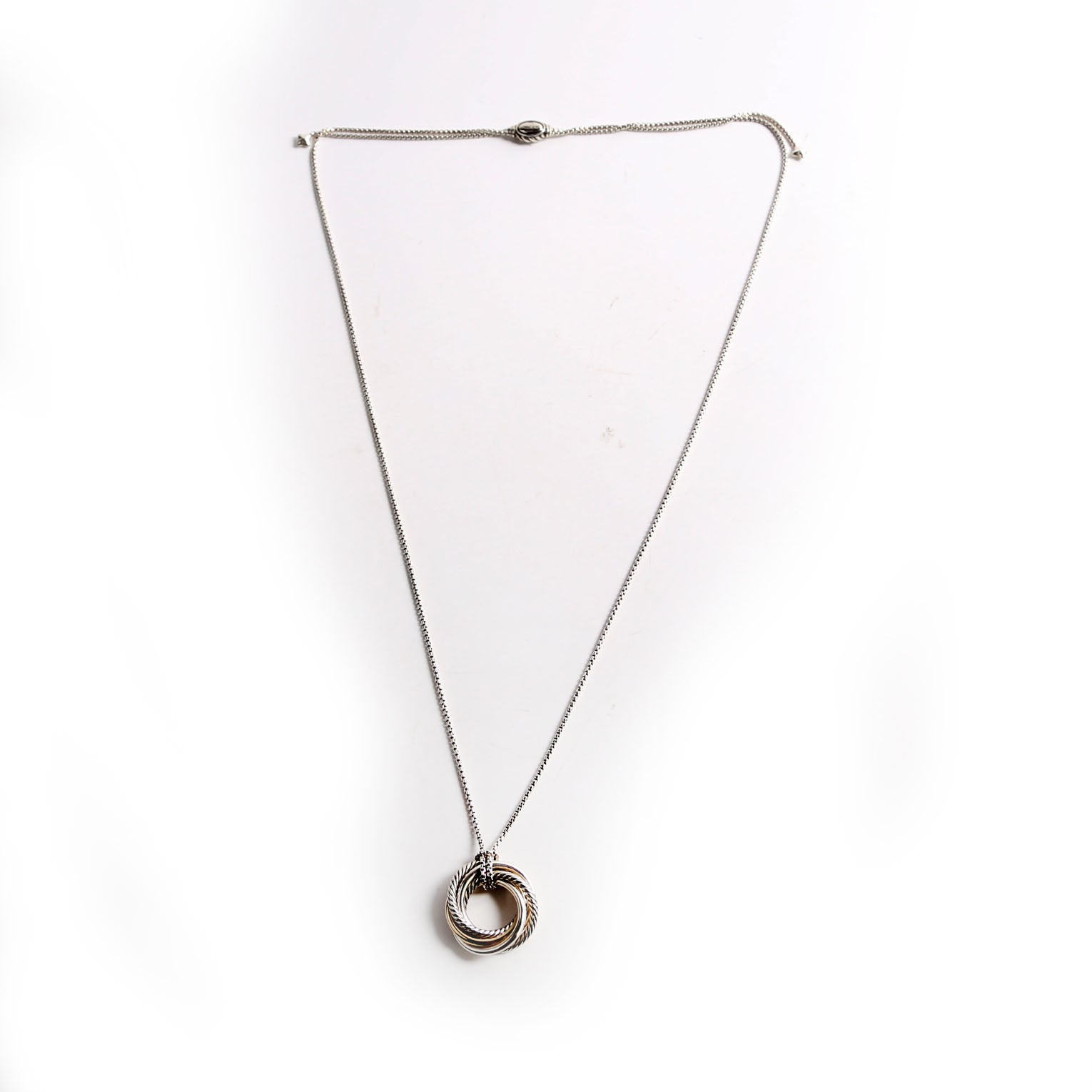 Crossover Pendant 28MM Long Necklace 925/14K