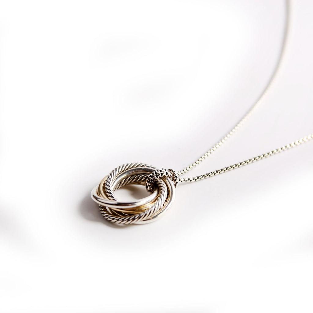 Crossover Pendant 28MM Long Necklace 925/14K