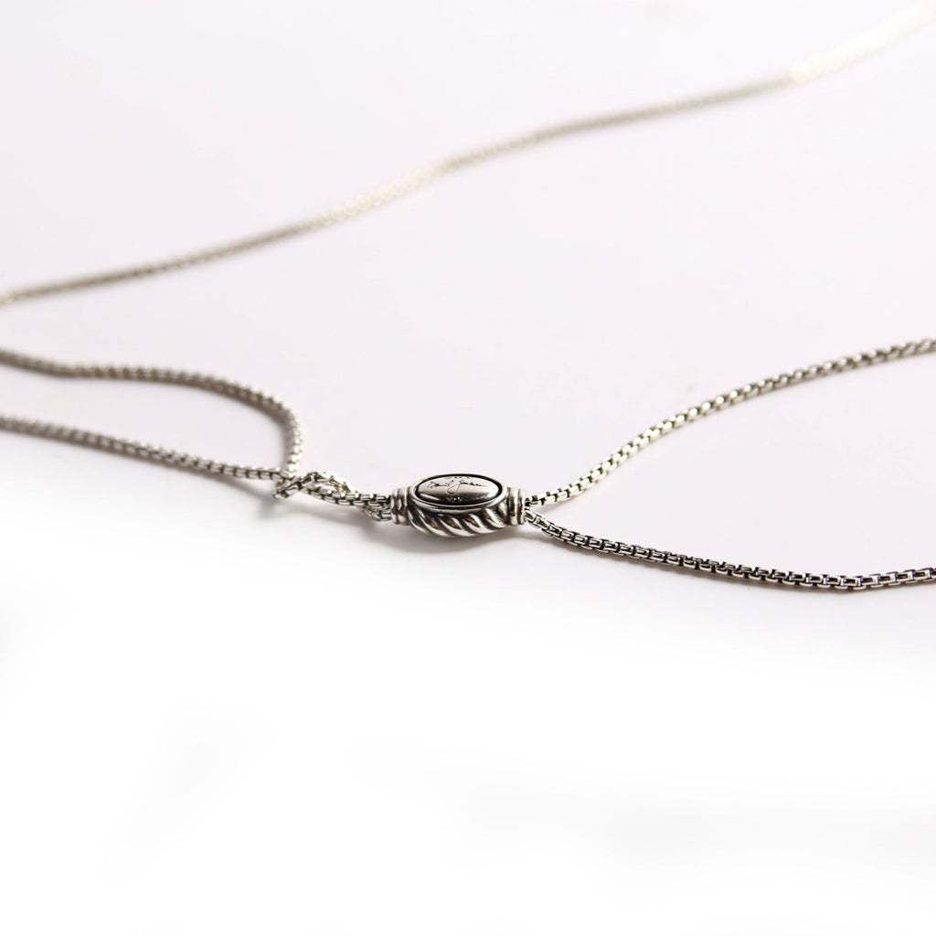 Crossover Pendant 28MM Long Necklace 925/14K