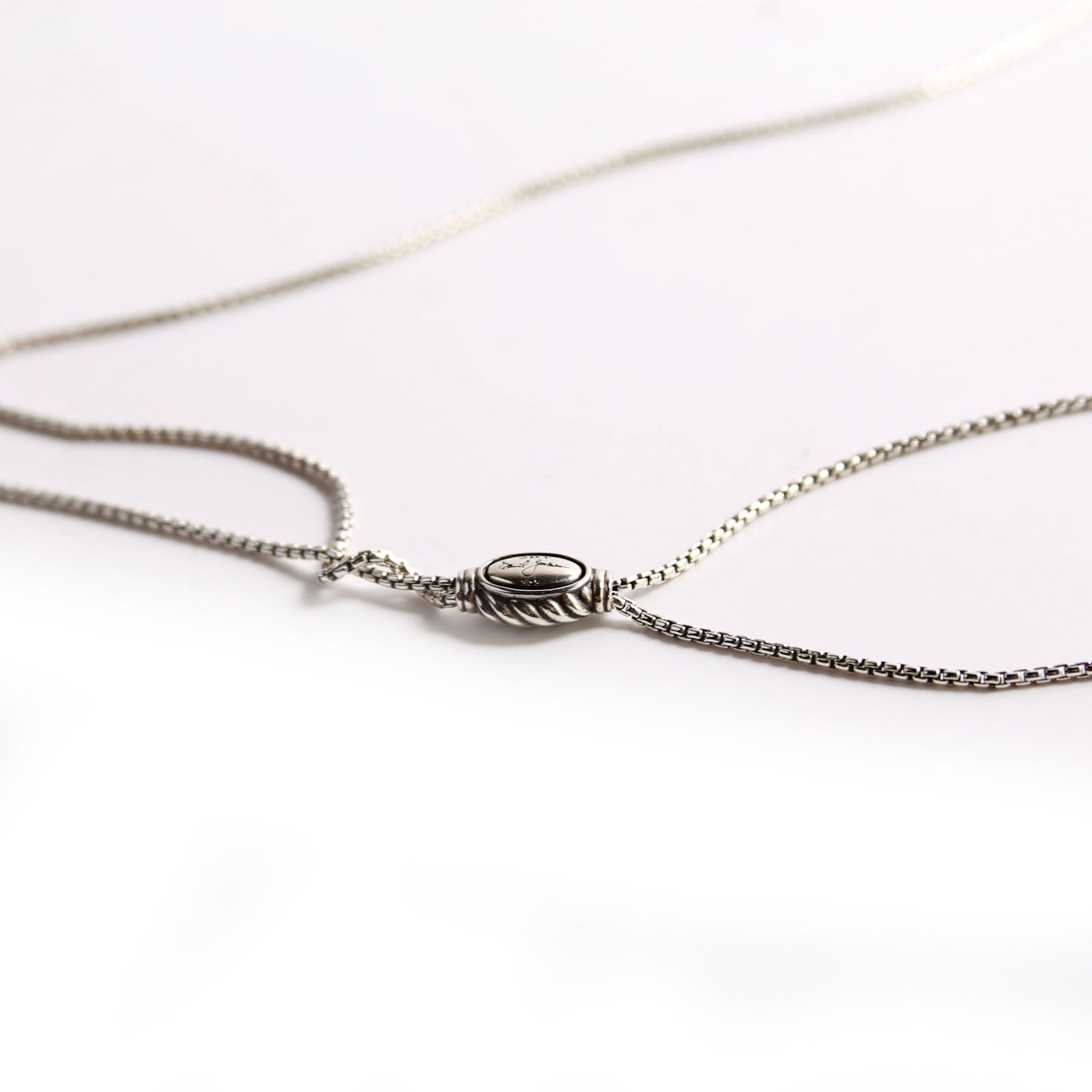 Crossover Pendant 28MM Long Necklace 925/14K