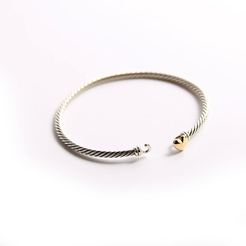 Classic Cable Heart Station 3MM Bracelet 925/750