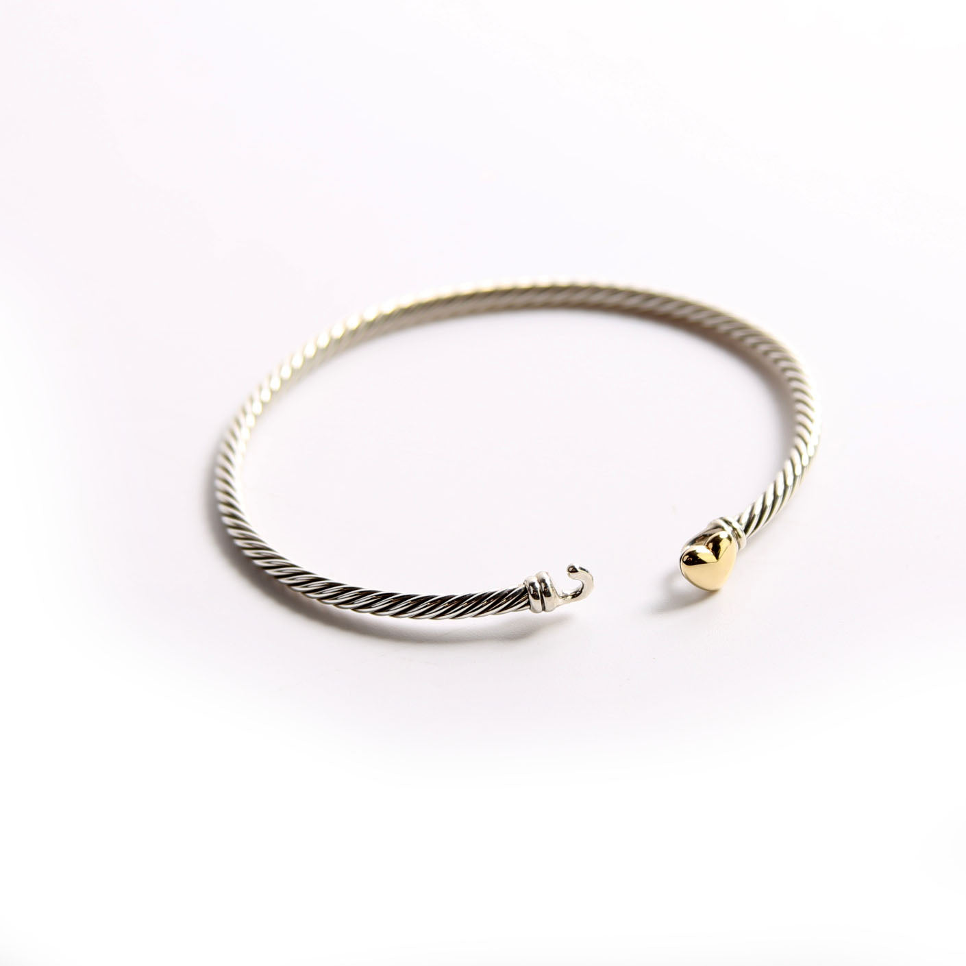 Classic Cable Heart Station 3MM Bracelet 925/750