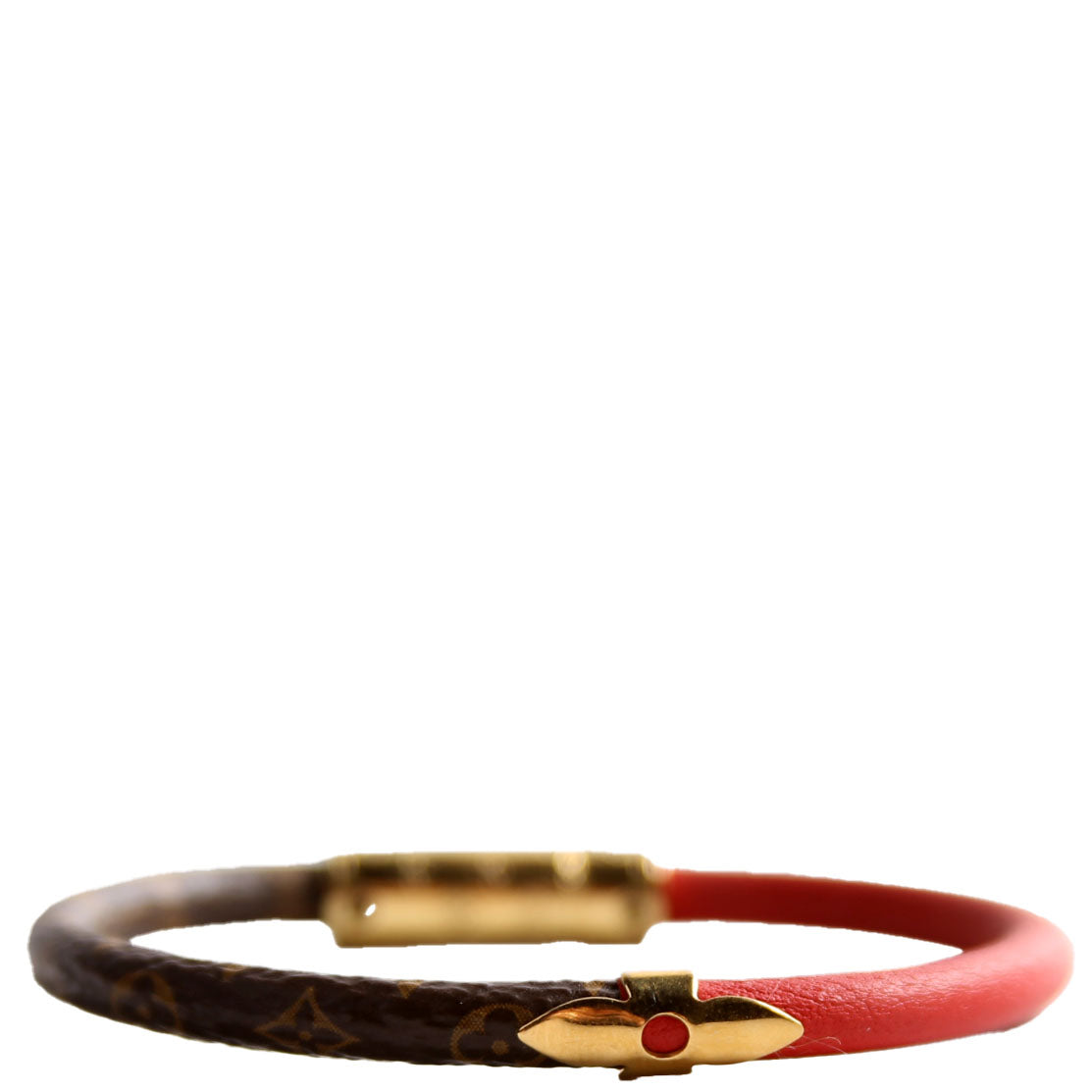 Daily Confidential Monogram/Leather Bracelet Red