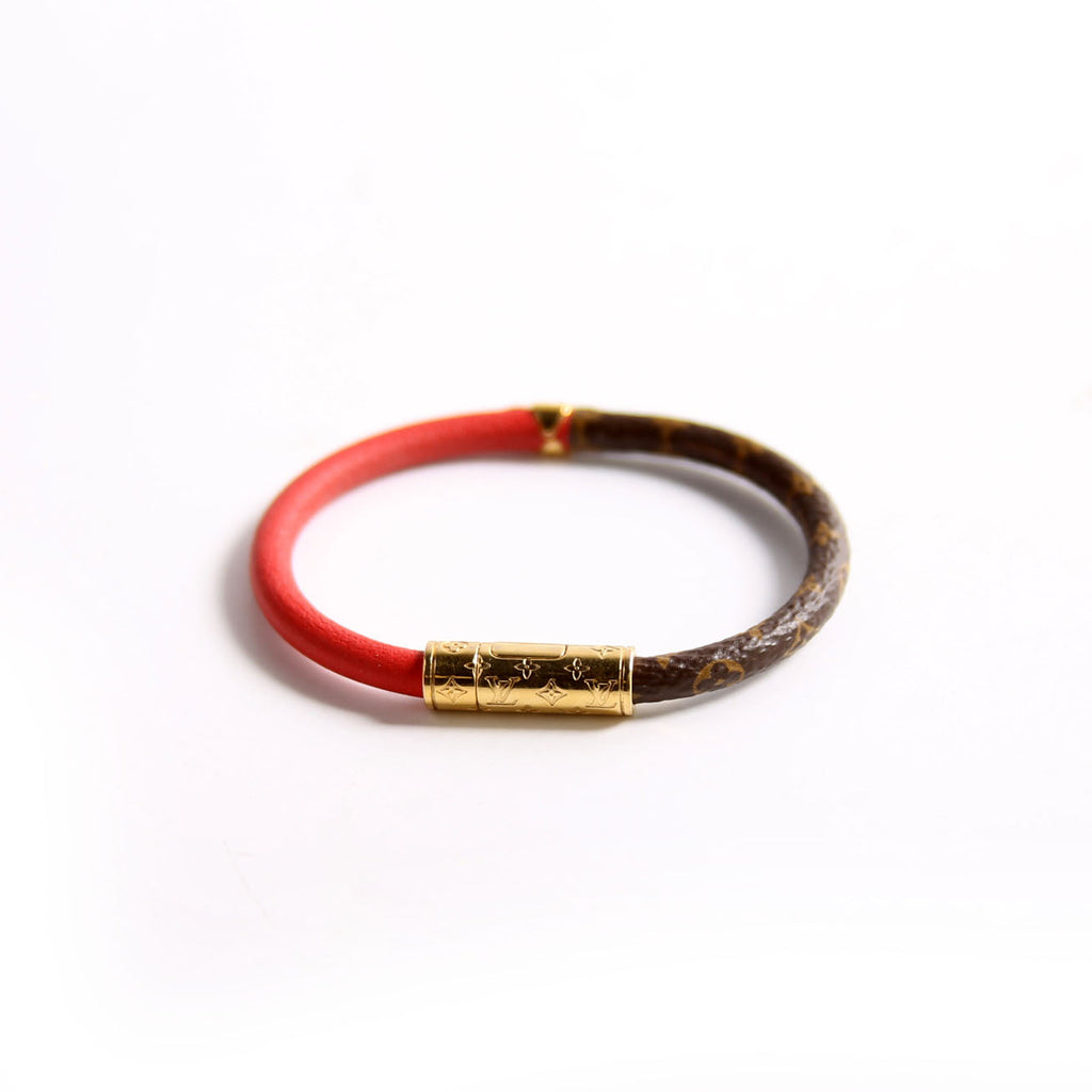 Daily Confidential Monogram/Leather Bracelet Red