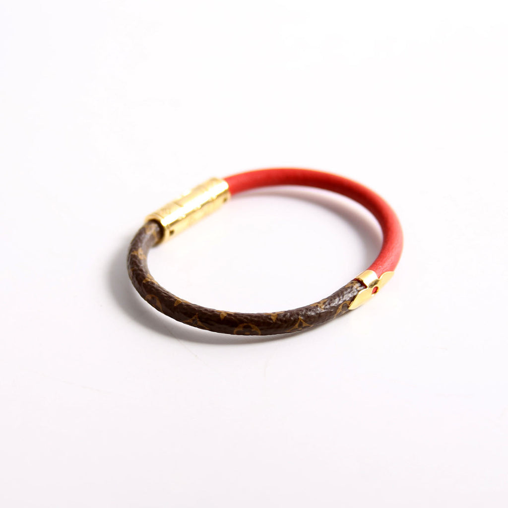 Daily Confidential Monogram/Leather Bracelet Red