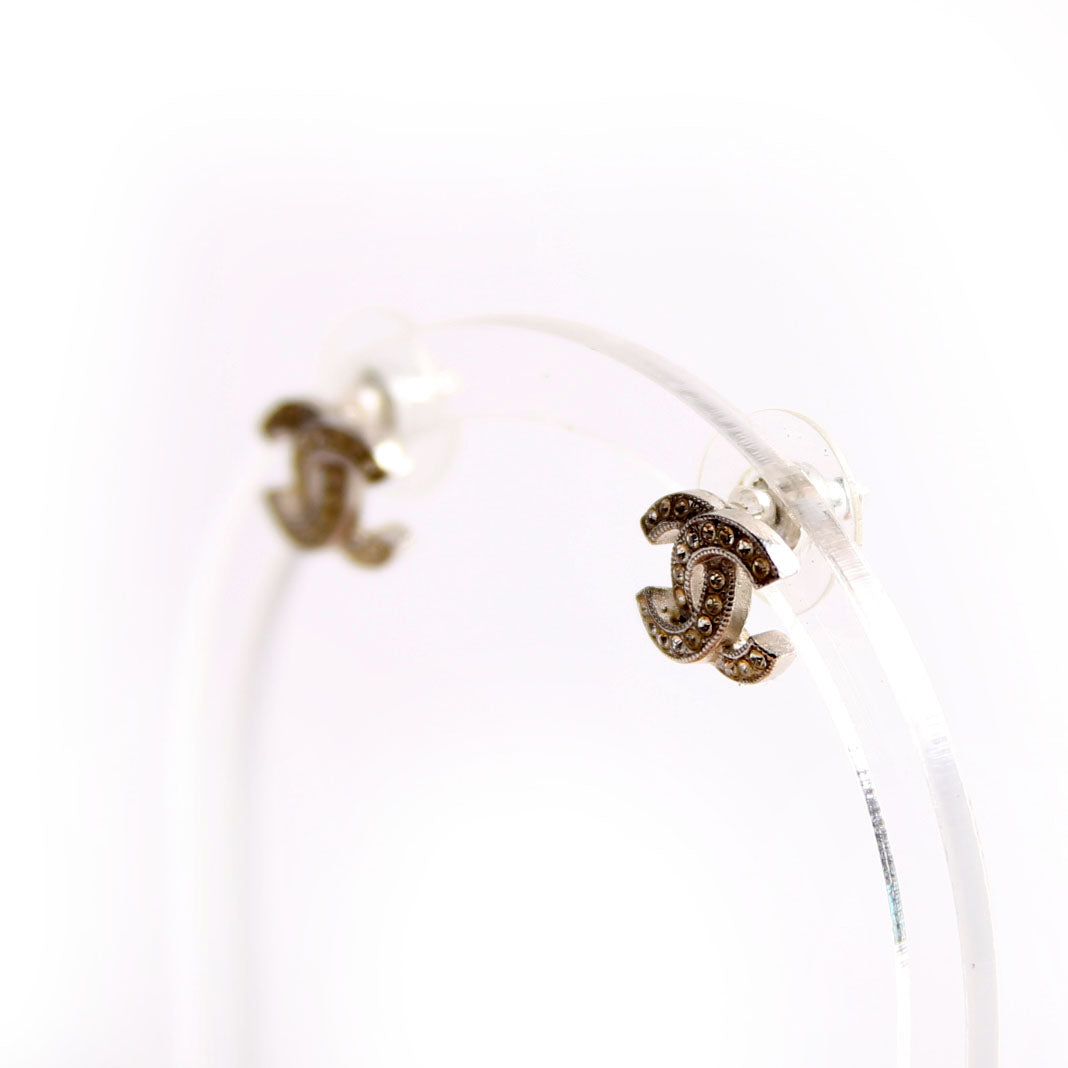 CC Crystal Stud Earrings Silver