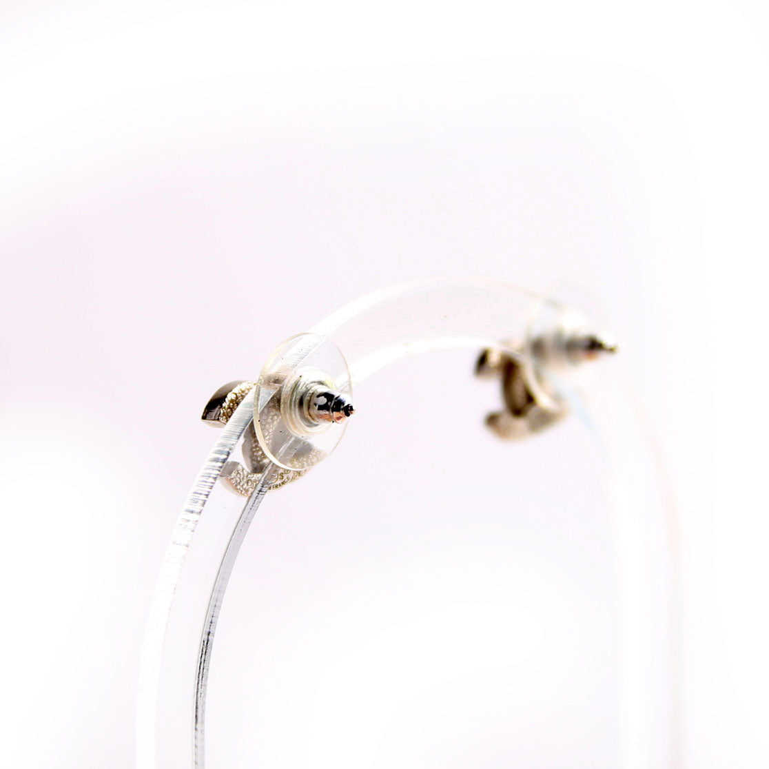 CC Crystal Stud Earrings Silver