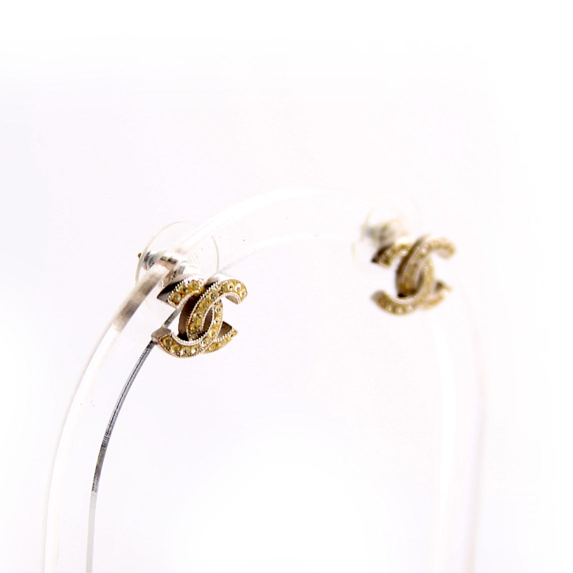 CC Crystal Stud Earrings Silver