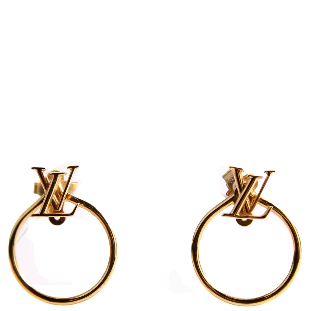 LV Stud Eclipse Hoop Earrings Gold