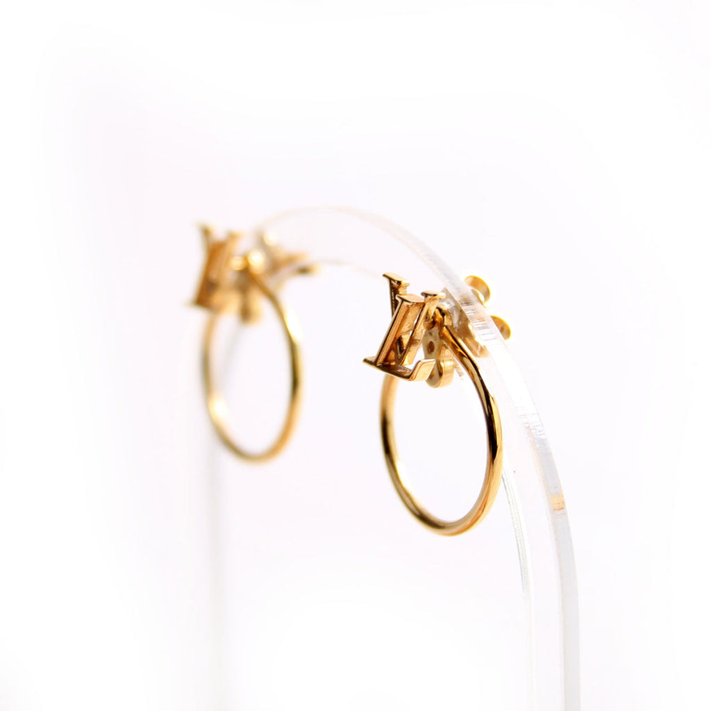 LV Stud Eclipse Hoop Earrings Gold
