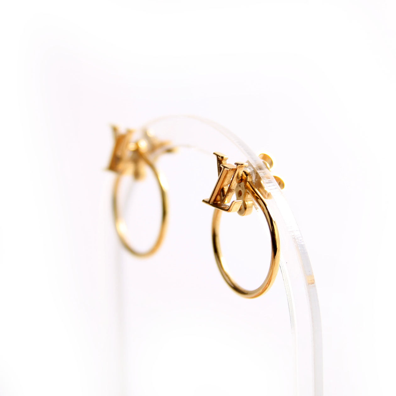 LV Stud Eclipse Hoop Earrings Gold