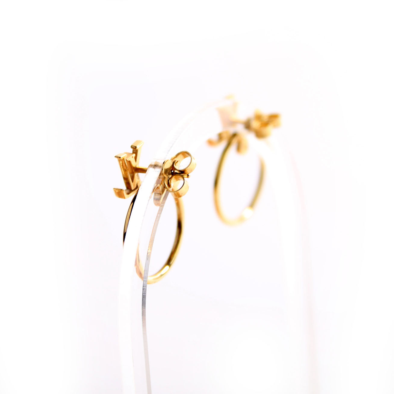 LV Stud Eclipse Hoop Earrings Gold