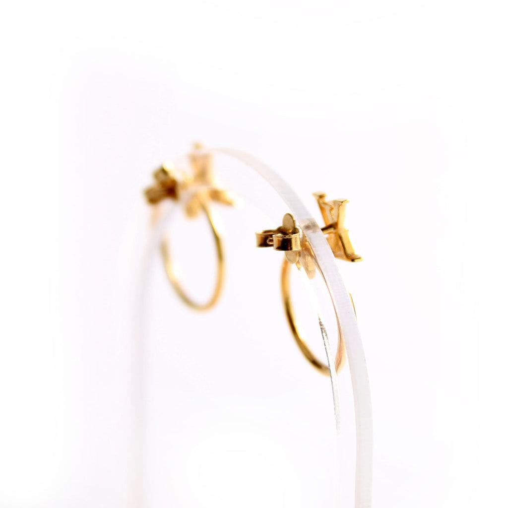 LV Stud Eclipse Hoop Earrings Gold