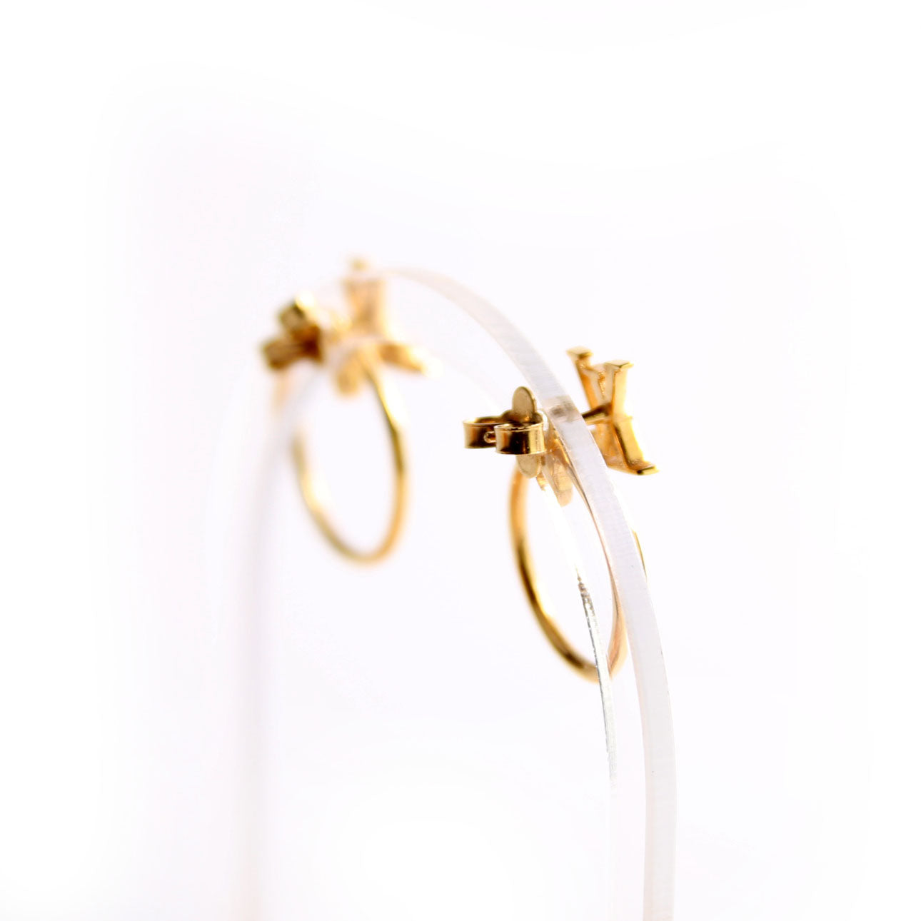 LV Stud Eclipse Hoop Earrings Gold