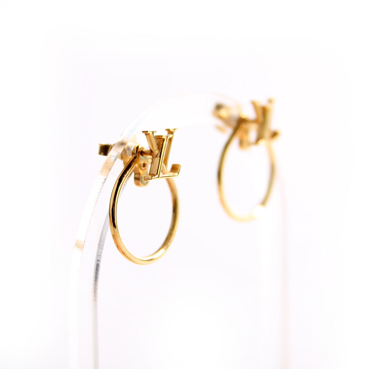 LV Stud Eclipse Hoop Earrings Gold