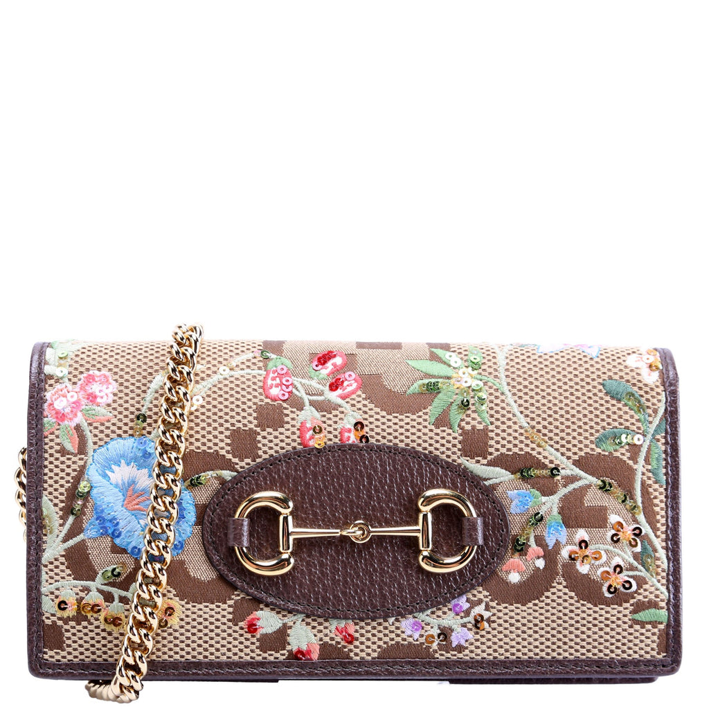 621892 Jumbo GG Embroidered Horsebit 1955 Wallet With Chain