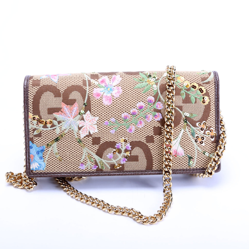 621892 Jumbo GG Embroidered Horsebit 1955 Wallet With Chain