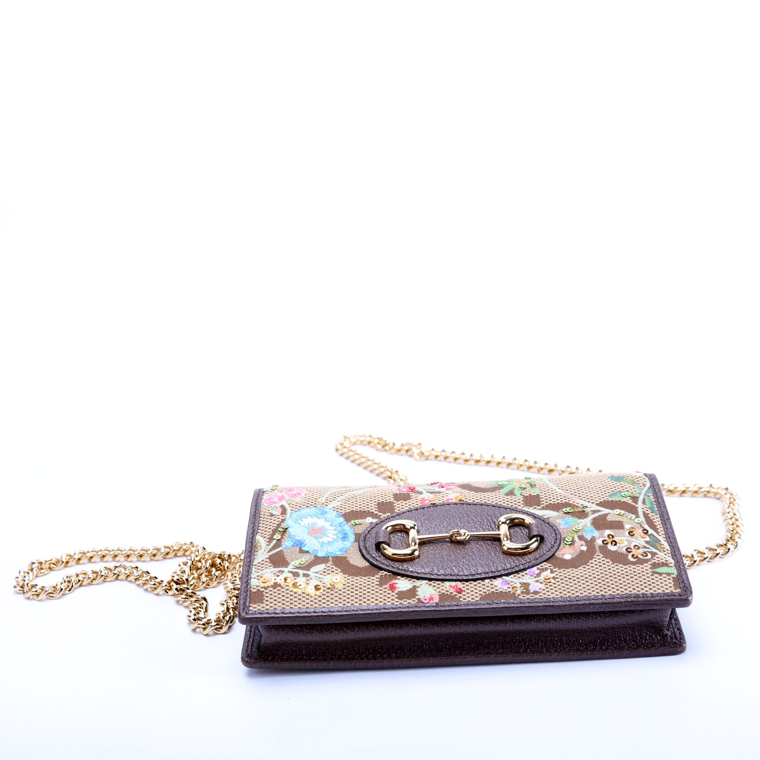621892 Jumbo GG Embroidered Horsebit 1955 Wallet With Chain
